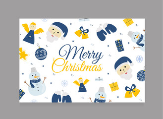 Vector illustration postcard Merry Christmas. Merry Christmas greeting card. New Year card