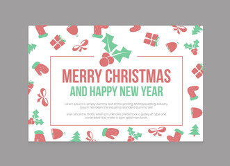 Vector illustration postcard with the inscription Merry Christmas and a Merry New Year. Merry Christmas and Happy New Year greeting card