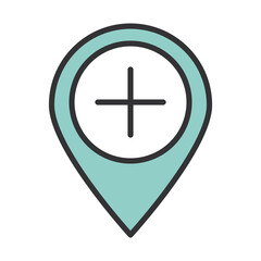 gps navigation pointer medical destination line and fill