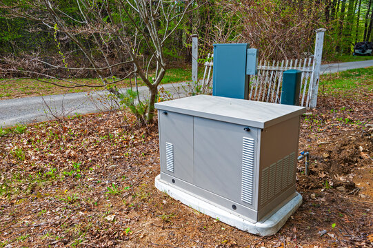 Residential standby generator on a pad