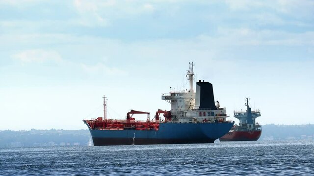 Thessaloniki, Greece - 15 May, 2019: Marine cargo ship in sea,Transportation International of logistic Business
