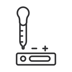 coronavirus covid19 diagnostics research, thermometer testing temperature line icon design