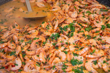 fresh shrimp with rice in wine in Bistrita,Romania ,2020