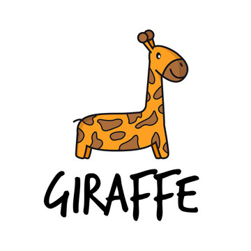 Vector illustration logo with animal giraffe and inscription. Emblem with a giraffe and the inscription giraffe