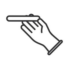 coronavirus covid19 diagnostics research, hand with glove holding test line icon design