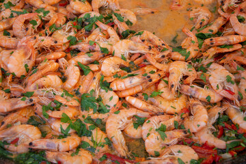 fresh shrimp with rice in wine in Bistrita,Romania ,2020