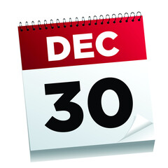 December 30th on a calendar page - illustrated. 