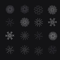 Set of sunbursts, explosion effects, vintage doodles EPS Vector