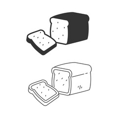 Bread icon with simple black design isolated on white background 