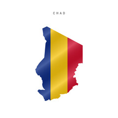 Waving flag map of Chad. Vector illustration