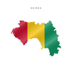 Waving flag map of Guinea. Vector illustration