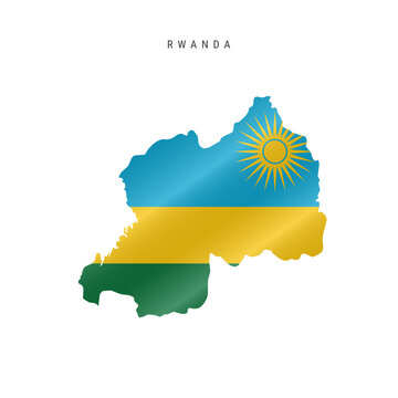 Waving flag map of Rwanda. Vector illustration