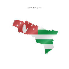 Waving flag map of Abkhazia. Vector illustration