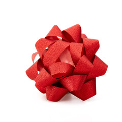 Red lush bow on a white background