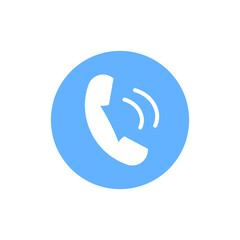 Simple filled phone ringing, communication, illustration inside of a blue circle on a white background EPS Vector