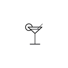 Cocktail glass with a straw outline and thin line icon isolated on white background EPS Vector