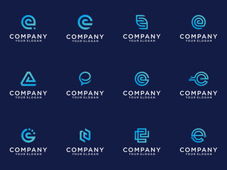 Set of creative lettermark monogram letter e logo design template.