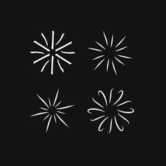 Set of sunbursts, explosion effects, vintage doodles EPS Vector