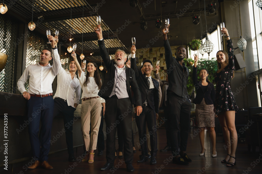 Wall mural businesspeople in business party at club