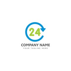 Symbol 24 Hours Logo Design Vector