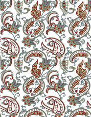 traditional Indian paisley pattern on white  background 