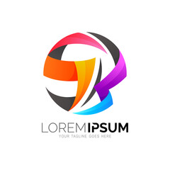 SB logo design template, S and B icon, S, B, Ribbon colorful logo