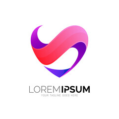 Abstract love logo with care design illustration