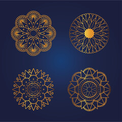 gold mandalas set vector design