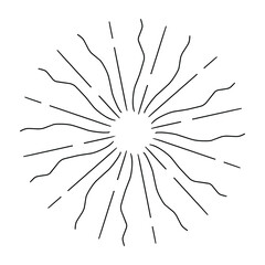 Sunburst, explosion effect, vintage doodles isolated on white background EPS Vector