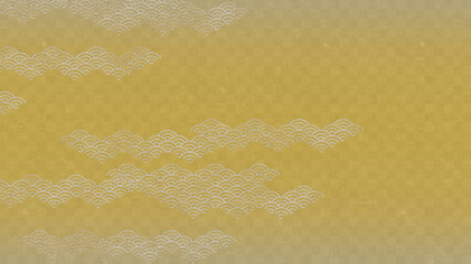 市松模様。青海波。金の背景。日本の伝統模様。
Checkered pattern. Gold background. Japanese traditional pattern. Waves, sea pattern.