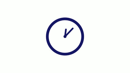 Amazing blue dark 12 hours counting down clock icon on white background,clock icon