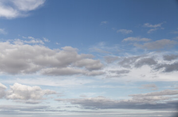 A big blue sky with a variety of clouds. 