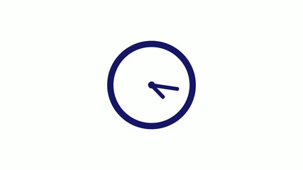 Amazing blue dark 12 hours counting down clock icon on white background,clock icon