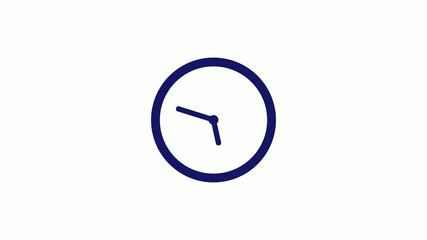 Amazing blue dark 12 hours counting down clock icon on white background,clock icon