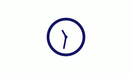 Amazing blue dark 12 hours counting down clock icon on white background,clock icon