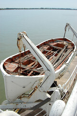 Derelict vintage lifeboat