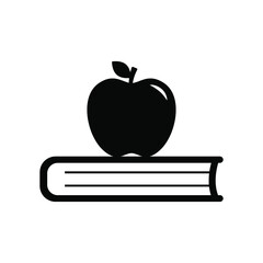 Vector illustration icon of apple and book, isloated education icon on white background.