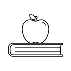 Vector illustration icon of apple and book, isloated education icon on white background.