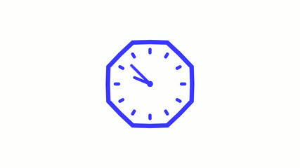 Blue color counting down clock icon with trick on white background,12 hours clock icon