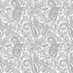 traditional Indian paisley pattern on outline 