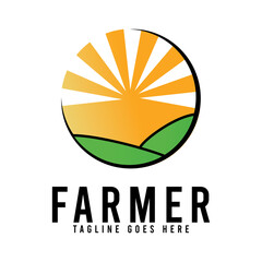 farmer nature garden logo icon vector template.
