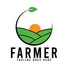 farmer nature garden logo icon vector template.