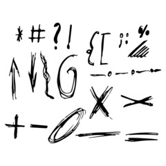 Roughly hand drawn, handmade elements. Set of hearts, stars and arrows EPS Vector