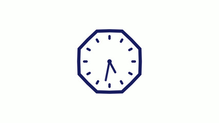 Blue dark counting down 12 hours clock icon on white background,clock icon
