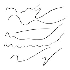 Set of handmade, hand drawn underline strokes isolated on white background EPS Vector
