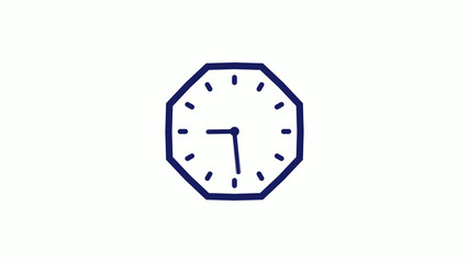 Blue dark counting down 12 hours clock icon on white background,clock icon