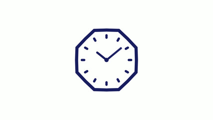 Blue dark counting down 12 hours clock icon on white background,clock icon