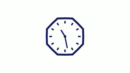 Blue dark counting down 12 hours clock icon on white background,clock icon