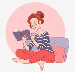 Cute girl reading a book