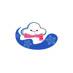 A cloud doodle represents winter season.